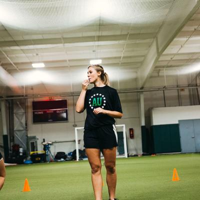 A youth soccer private coaching session.
