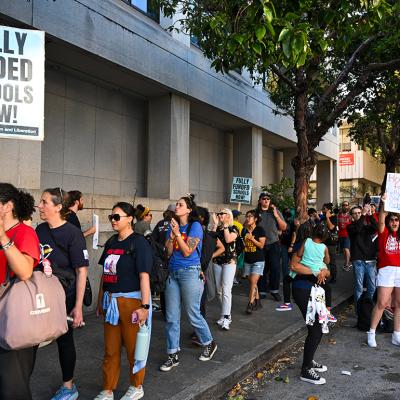 Educators protest The California Department of Education as they claim blocking SFUSD from hiring critical staff outside of the San Francisco Unified School District.
