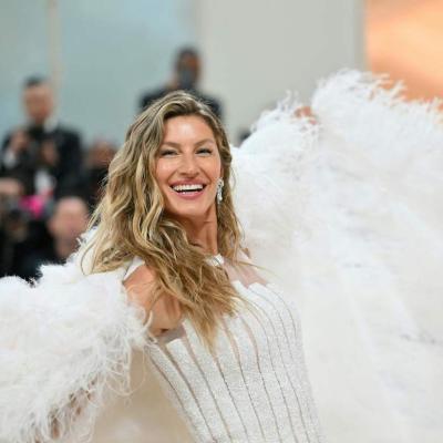Model Gisele Bundchen arrives at the 2023 Met Gala in New York.