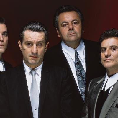 Ray Liotta, Robert De Niro, Paul Sorvino, and Joe Pesci on the set of “Goodfellas,” written and directed by Martin Scorsese.