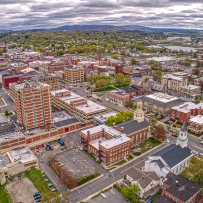 Aerial view of downtown Pittsfield, Massachusetts