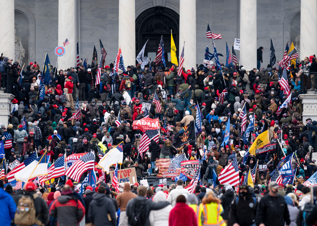 Trump supporters taking over the steps of the Capitol on Wednesday, Jan. 6, 2021.