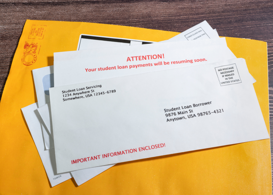An envelope sharing the return of student loan payments.