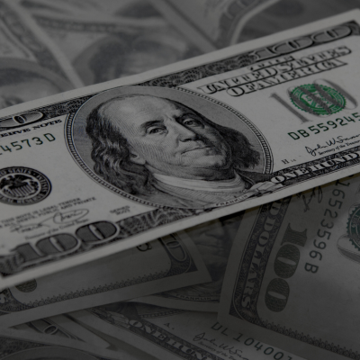 A close-up of hundred dollar bills.