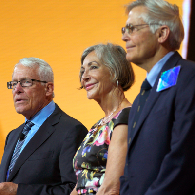 Rob, Alice and Jim Walton speak during the annual Walmart shareholders meeting.