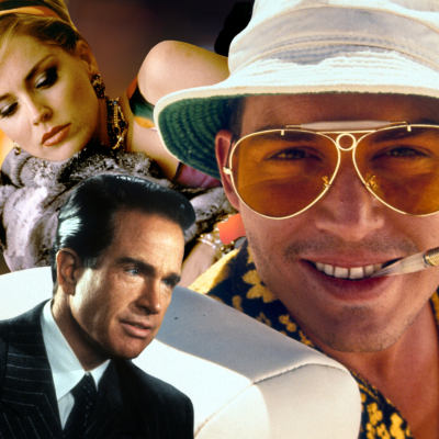 A montage of Sharon Stone in "Casino," Warren Beatty in "Bugsy" and Johny Depp in "Fear and Loathing in Las Vegas."