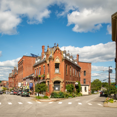 Downtown in Belfast, a little town in the north of Maine.