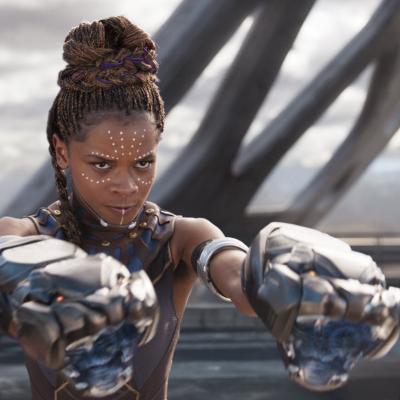 Letitia Wright in a scene from "Black Panther"
