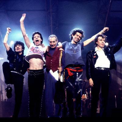 The Rolling Stones wave to the crowd at the Historic Atlantic City Convention Hall.