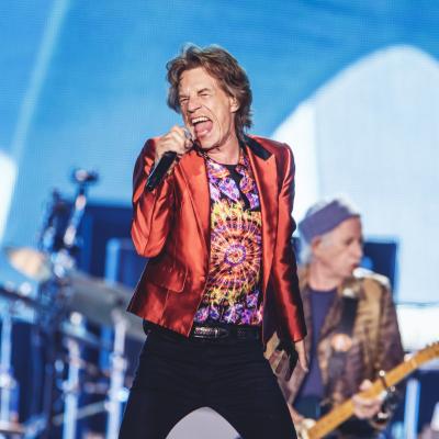Mick Jagger and Keith Richards of The Rolling Stones perform on stage