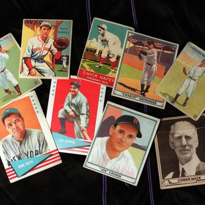A display of collectible baseball cards