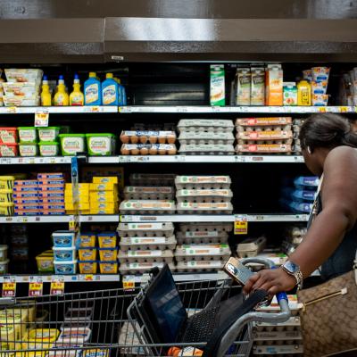 A woman shopping for groceries.