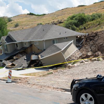 Home destroyed by a landslide.