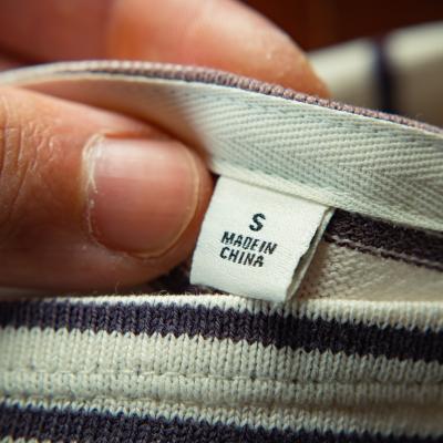 "Made in China" on a T-shirt label.