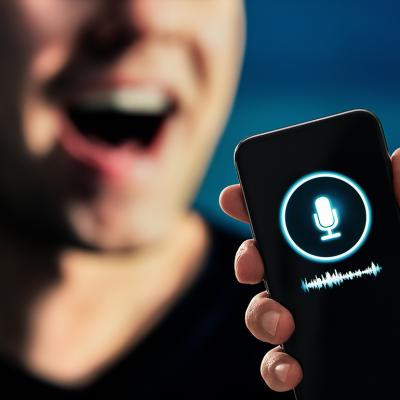 A smartphone's recorder capturing a user's voice.
