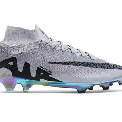 A gray Nike Mercurial Superfly 9 Elite AS FG High 'Rising Gem Pack'.