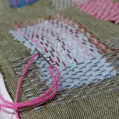 Sashiko stitch, a Japanese form of embroidery.