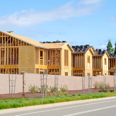 Single family homes under construction.