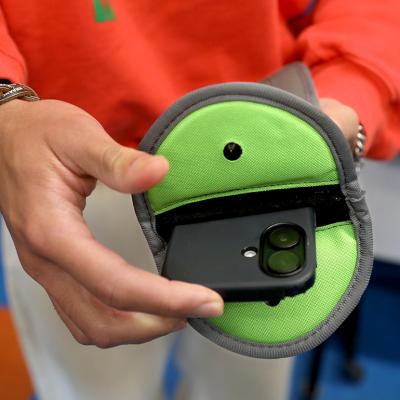 A Yondr pouch which holds and locks smartphones.
