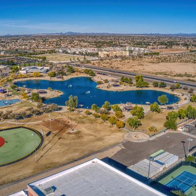 Aerial view of the Phoenix suburbs in Surprise, Arizona.