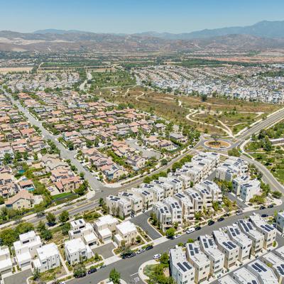 Aerial view of Irvine Great Park Village in Irvine, California.
