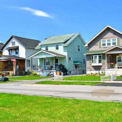 Wooden houses in the industrial suburb of Buffalo, NY, USA.
