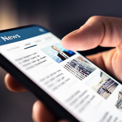 Person using phone to browse news.