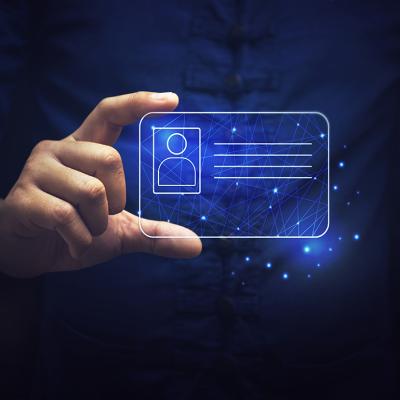 Person holding a virtual ID.