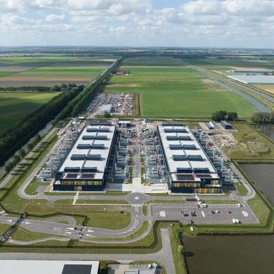 Aerial view of a data and internet center.