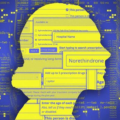 Illustration showing concept of private health data being leaked to tech companies.
