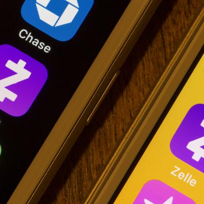 Zelle mobile app icons on smartphones.