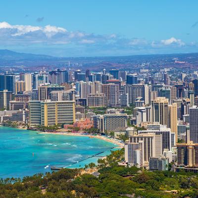 Skyline of Honolulu City, Hawaii.
