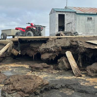 In the Alaskan village of Kipnuk, 4 miles from the Bering Sea, erosion is rapidly eating away the banks of the Kugkaktlik River.