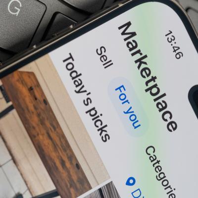 Facebook Marketplace menu on a screen of a smartphone.