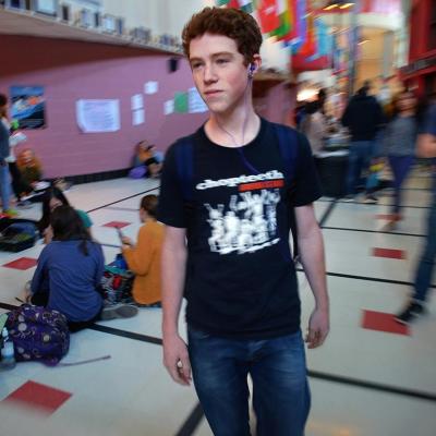 Blair HS junior Ben Miller, the first to register to vote in Takoma Park municipal elections, in the hallway of Blair high school on October, 29, 2013 in Silver Spring, MD.