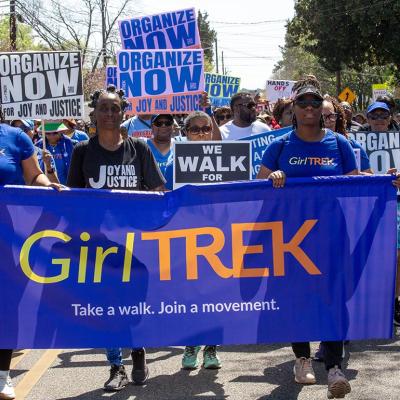 GirlTREK participates in a walk to the Alabama state capitol as part of the 60th anniversary celebration of the historic 1965 Selma to Montgomery.