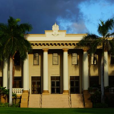 Facade of the Hawaii Hall in University of Hawaii, Manoa.