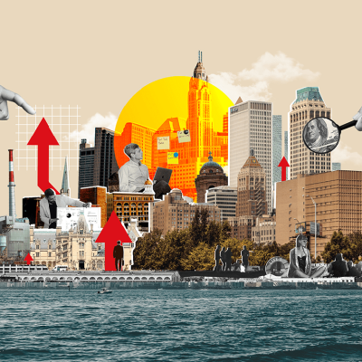 Custom illustration of housing markets and states where people want to move in.