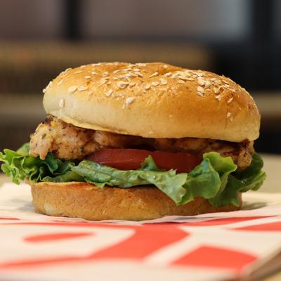 A fast food chicken burger.