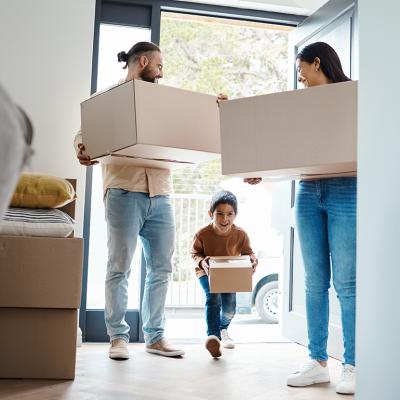 A family moving into their new home.