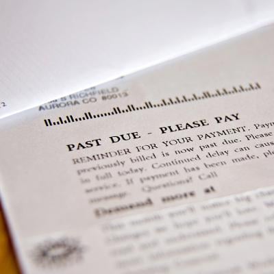 Letter showing payment reminder for a bill.