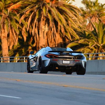 A McLaren on the Pacific Coast Highway in Malibu, California.