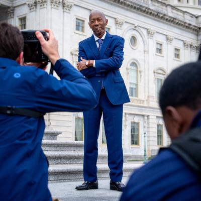 Representative-elect Sylvester Turner (D-TX) poses for a photograph on the steps of the House of Representatives in Washington, DC.