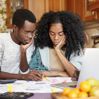 A couple reviews their finances.