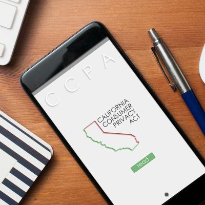 A smartphone displaying a California Consumer Privacy Act page.