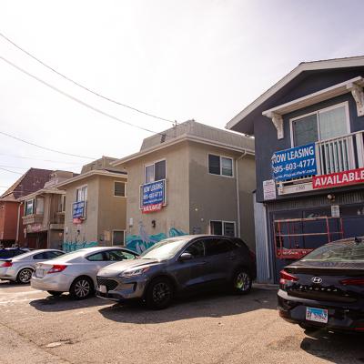 A row of units for leasing in a residential street in the student town of Isla Vista in California.