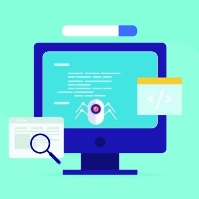 Vector illustration of a digital website crawler.