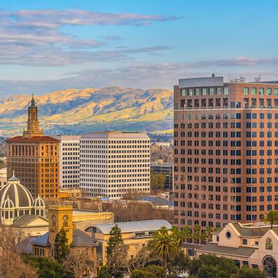 Skyline of downtown San Jose in California.