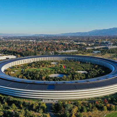 An aerial view of Apple Park in Cupertino, California.