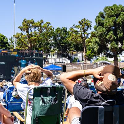 Audience put their hands on their heads in shock at the 2023 Little League World Series in El Segundo, California.